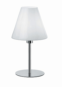 ALMA Light Home Contemporary Table Lamp In A Chrome Finish With A Triplex Blown Glass Shade