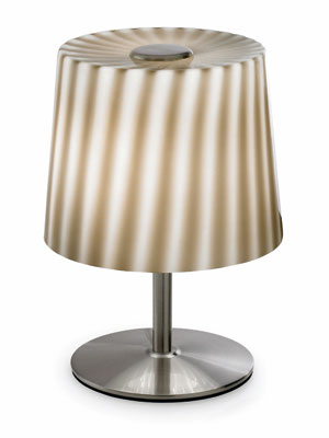 Lines Nickel Matt Table Light With A Blown Glass Decorative Shade