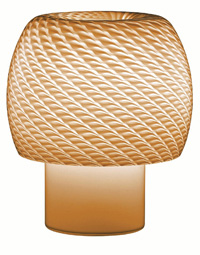 Mush Modern Table Light Made From Orange Rippled And Smooth Blown Glass