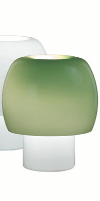 Mush Modern Table Light Made From White And Green Blown Glass