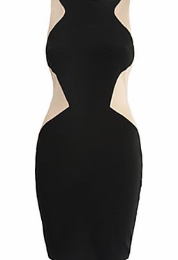 Almari Contrast Panel Dress, Beige