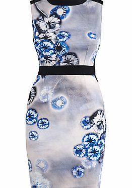 Almari Eye Print Contrast Dress, Blue