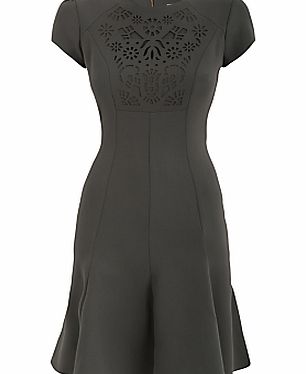 Almari Laser Cut Dress, Khaki