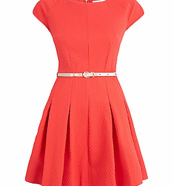 Almari Waffle Sleeve Dress, Coral