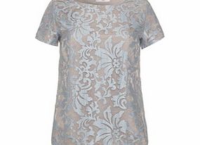Almost Famous Blue cotton blend embroidered top