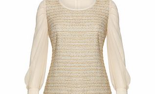 Almost Famous Cream tweed front blouse