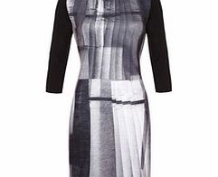 Grey patchwork print panel dress