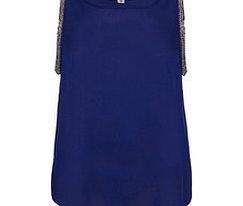 Almost Famous Navy embellished detail top