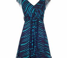 Almost Famous Navy pure silk tiger print dress