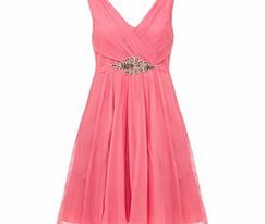 Almost Famous Pink bead detail pure silk dress