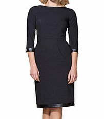 Alore Black and leather look knee-length dress