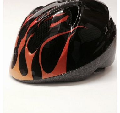 Black & Orange Flame Car Childrens Bike Helmet 52-56cm