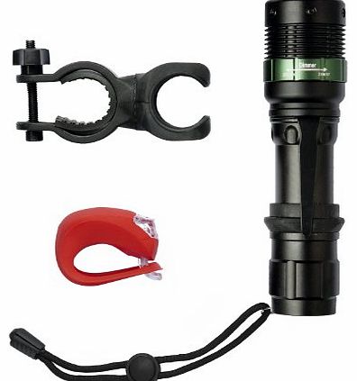 Alphasonix Super Bright 7w CREE LED Machined Aluminium Waterproof Front Bike Light with Multi-function LED Rear Light - Supplied with new design, fully adjustable mounting brackets allowing the front 