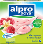 Alpro Soya Yofu Raspberry and Vanilla Flavour Yogurt (4x125g) Cheapest in Ocado Today! On Offer