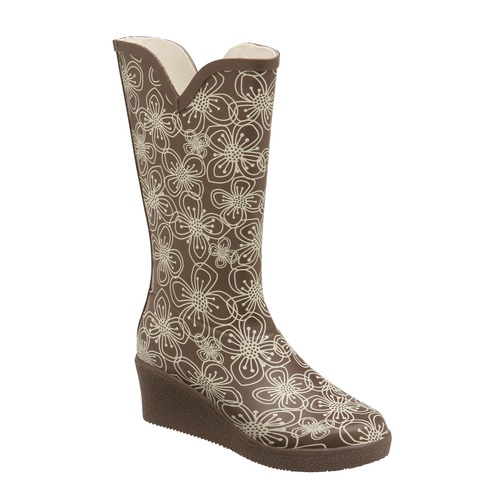 ALS Women` Espresso Flower Wellingtons