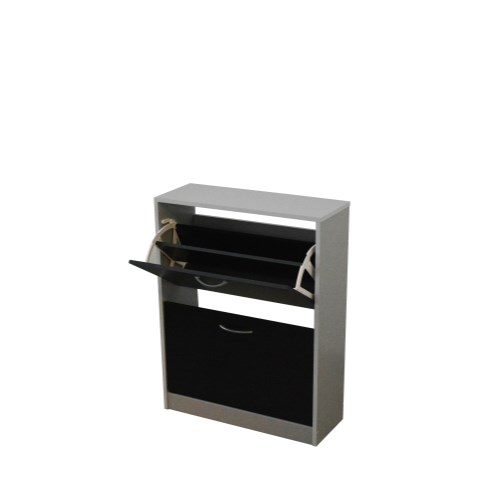 Meuble 2 Tier Shoe Cabinet In Grey and Black -