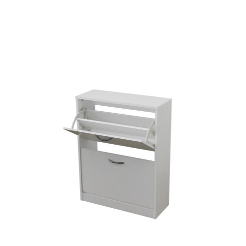 Meuble 2 Tier Shoe Cabinet In White - 16 Pairs