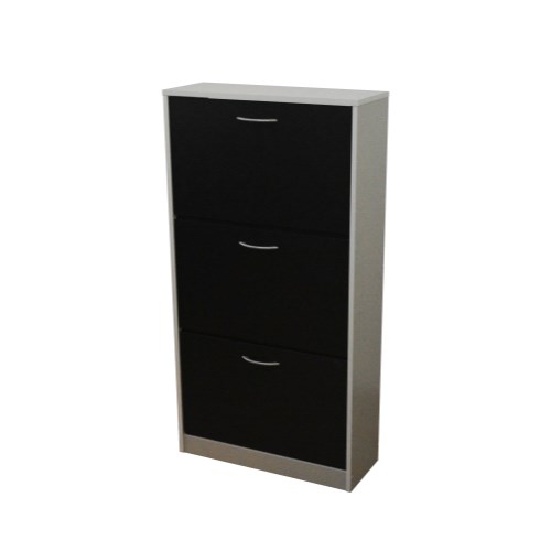 Meuble 3 Tier Shoe Cabinet In Grey and Black -24
