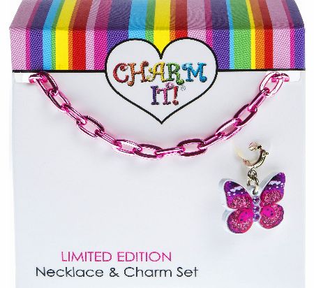 Pink Necklace & Pretty Butterfly Charm Set