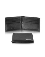 Alviero Martini 1a Prima Classe - Men` Black Leather Card Holder Wallet w/Money Clip