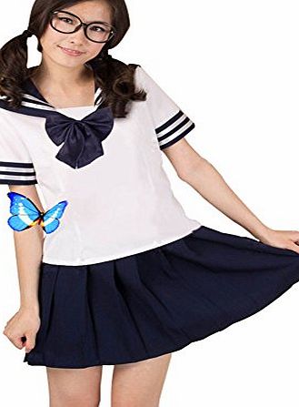 Ama-ZODE Japanese School Uniform Dress Cosplay Costume Anime Girl Lady Lolita (Navy)