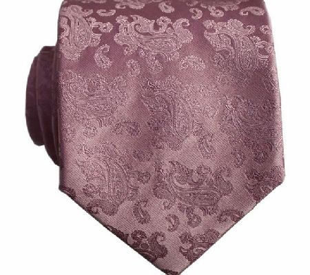 Pink Satin Paisley Silk Tie by