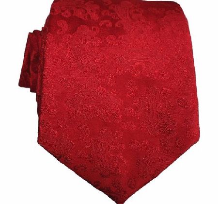 Red Satin Paisley Silk Tie by