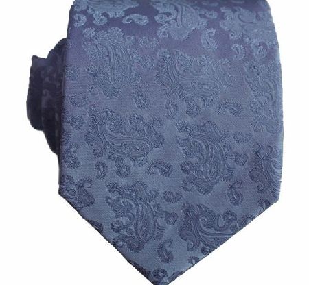 Sky Blue Satin Paisley Silk Tie by