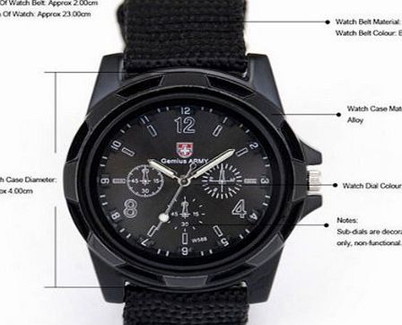 amazing-trading Men Military Army Pilot Fabric Strap Sports Watch
