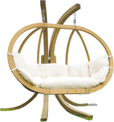 Globo Double Wooden Swing Seat-Cream