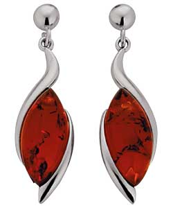 Amber Sterling Silver Amber Marquise Earrings