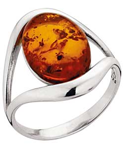 Amber Sterling Silver Amber Ring