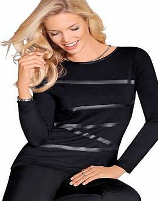 Ambria Faux Leather Stripe Top