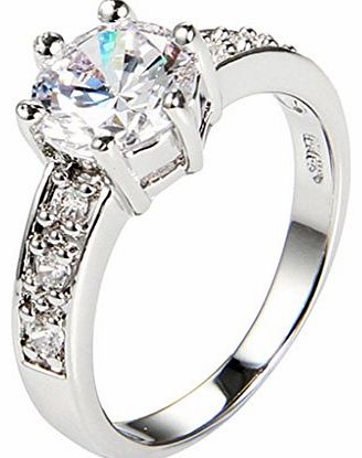  Jewelry 18k White Gold Plated Womens Fashion Figure Rings Shinning Classic Crown White L 1/2