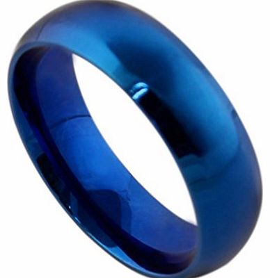 AmDxD  Jewelry Titanium Stainless Steel jewellery Womens Fashion Ring Wedding Bands Smooth Blue UK Size J 1/2