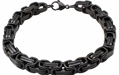 AmDxD  Jewelry Titanium Stainless Steel Mens Fashion Chain Bracelet Bicycle Link Black Length 21.5CM