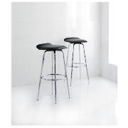 AMELIA Pair of Bar Stools, Leather Effect Seat