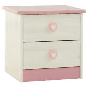 2 Drawer Bedside Chest, White Wash Pine