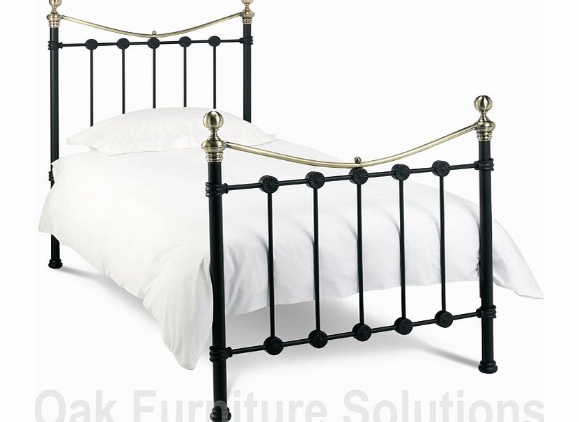 Matt Black/Antique Brass Bedstead - 90cm