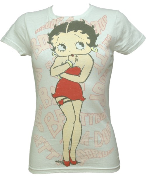 Betty Boop Ladies Repeat Name Print T-Shirt from American Classics