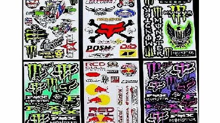 6 Sheets `` Motocross stickers `` BKK boys Rockstar bmx bike Scooter Moped army Decal Stickers