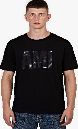 AMI Black Cotton Logo Motif T-Shirt ami2623blkm
