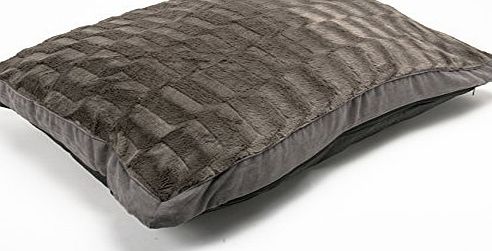 Amigozone Luxury LARGE amp; Extra Large Luxury Fur Dog Bed Cushion Washable Zipped Mattress (Large, Gray Textured)