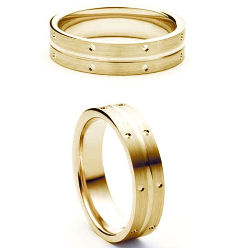 5mm Medium Flat Court Amity Wedding Band Ring In 18 Ct Yellow Gold