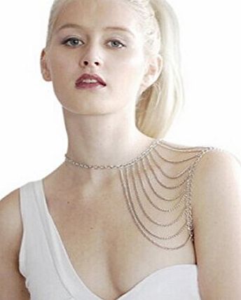 amonfineshop  Tassels Link Shoulder Chain Necklace Crossover Harness Body Chain