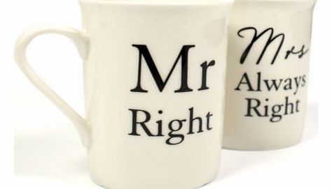 Amore Boxed Set of 2 Gift Mugs - Mr Right and Mrs Always Right by Amore