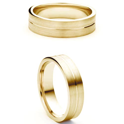 3mm Medium Flat Court Amore Wedding Band Ring In 18 Ct Yellow Gold