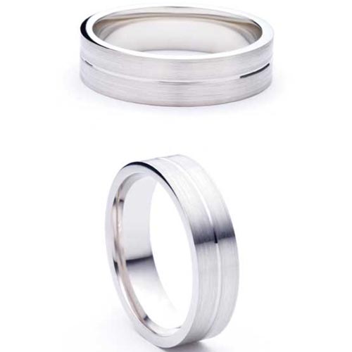 5mm Heavy D Shape Amore Wedding Band Ring In Palladium