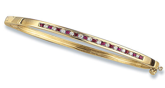 18 carat Gold Diamond & Ruby Bangle (R50)