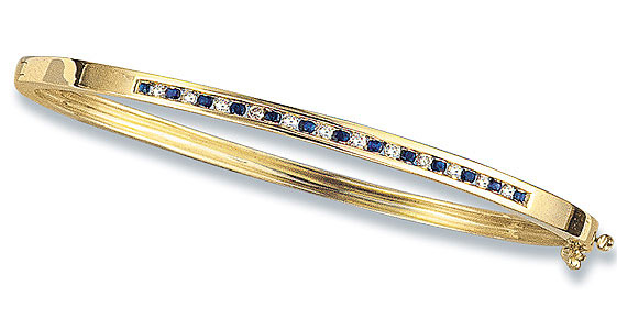 18 carat Gold Diamond & Sapphire Bangle (S50)